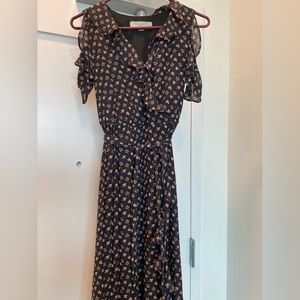 The Loft Faux Wrap Cold Shoulder Dress Size Medium Petite Excellent Condition